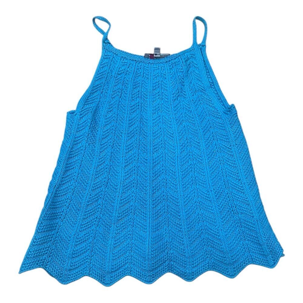 Freshman 1996 Blue Crochet Scalloped Tank Top Girl 12/14